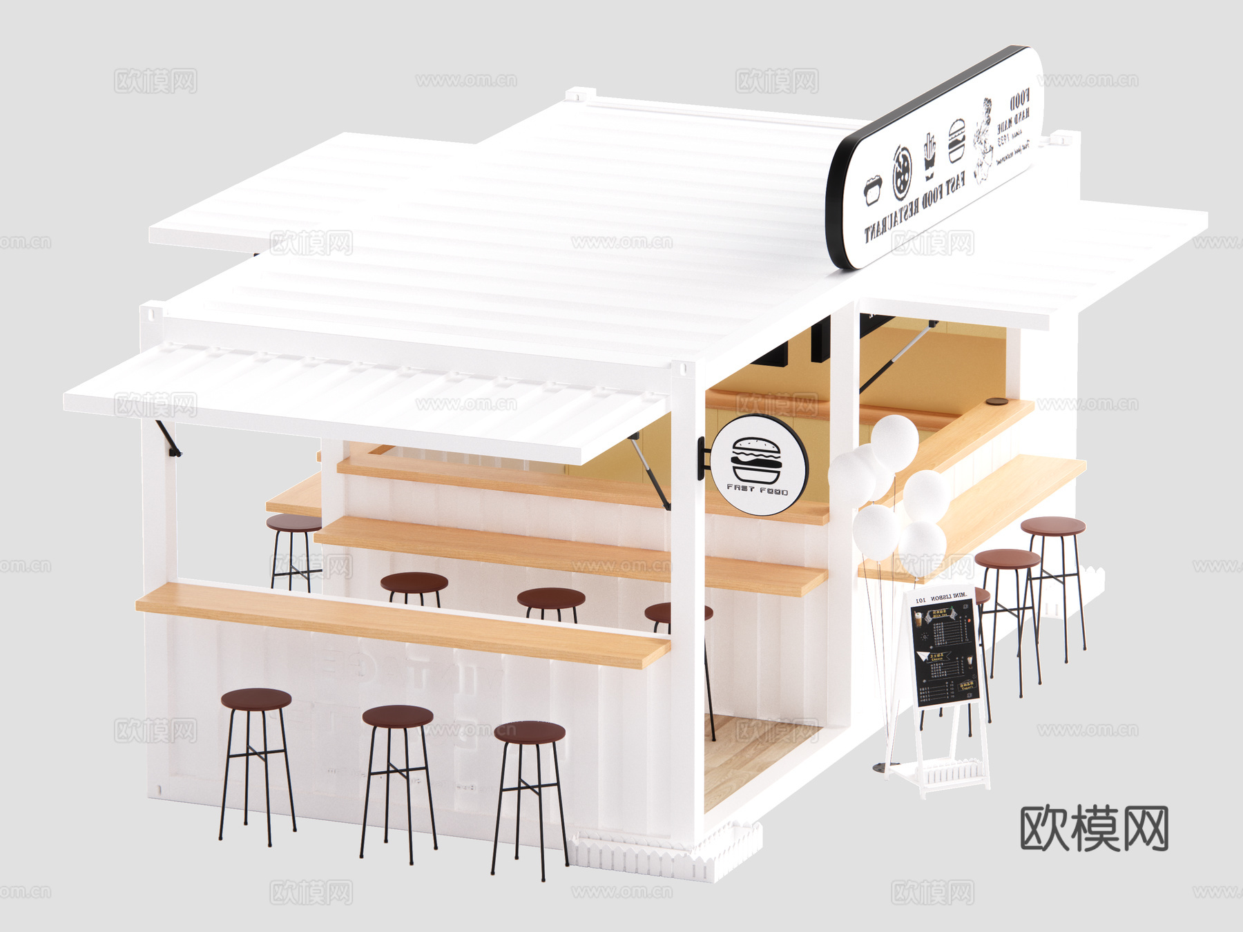 现代集装箱建筑 临时建筑 咖啡店 奶茶店su模型