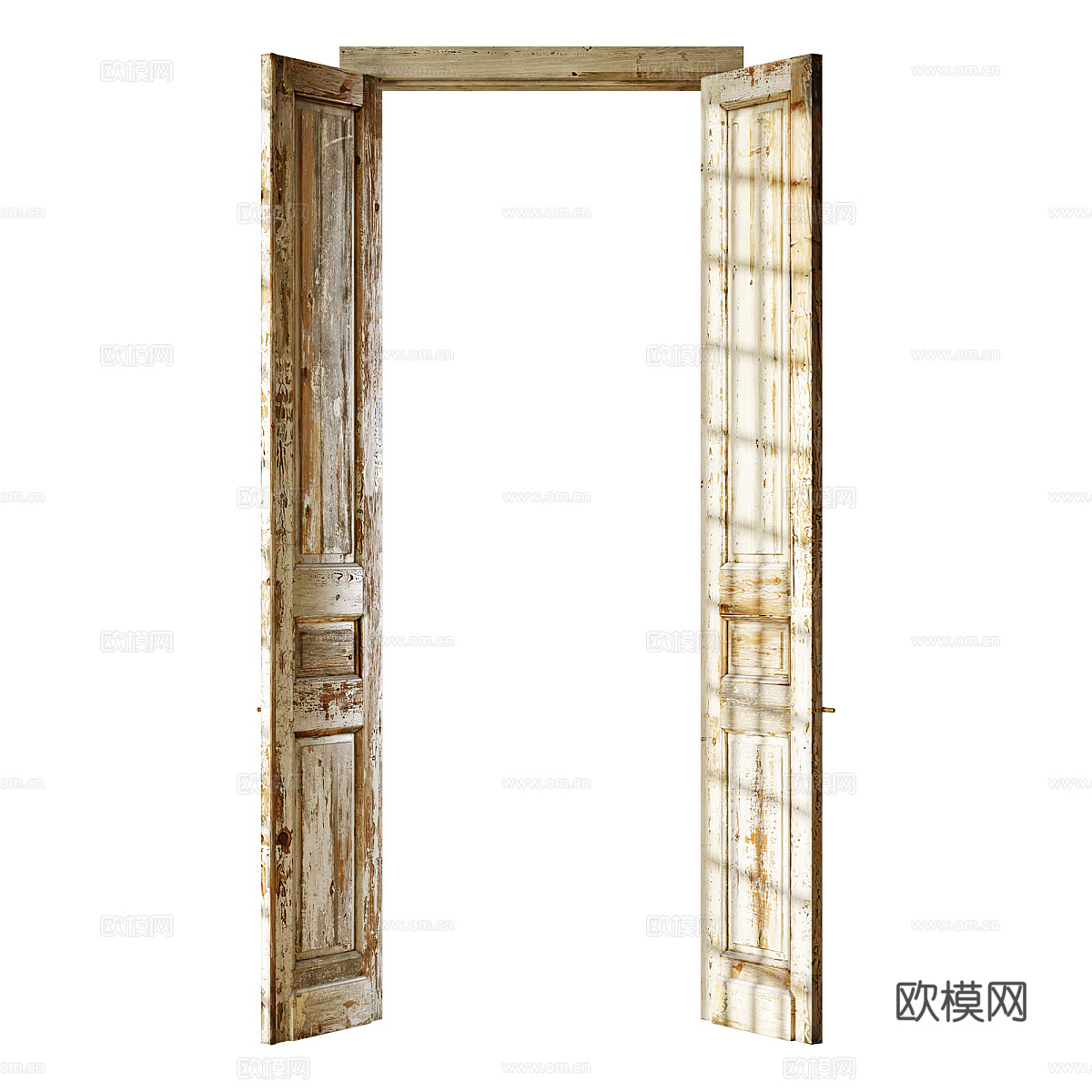 美式复古经典双开门 木门3d模型
