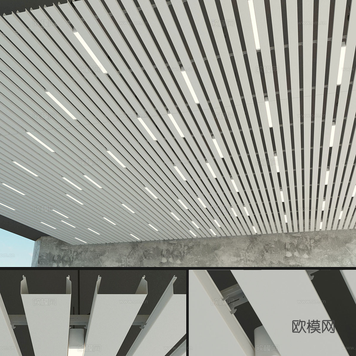 铝挂片 铝方通专用吊灯 吊顶灯 天花吊顶3d模型下载