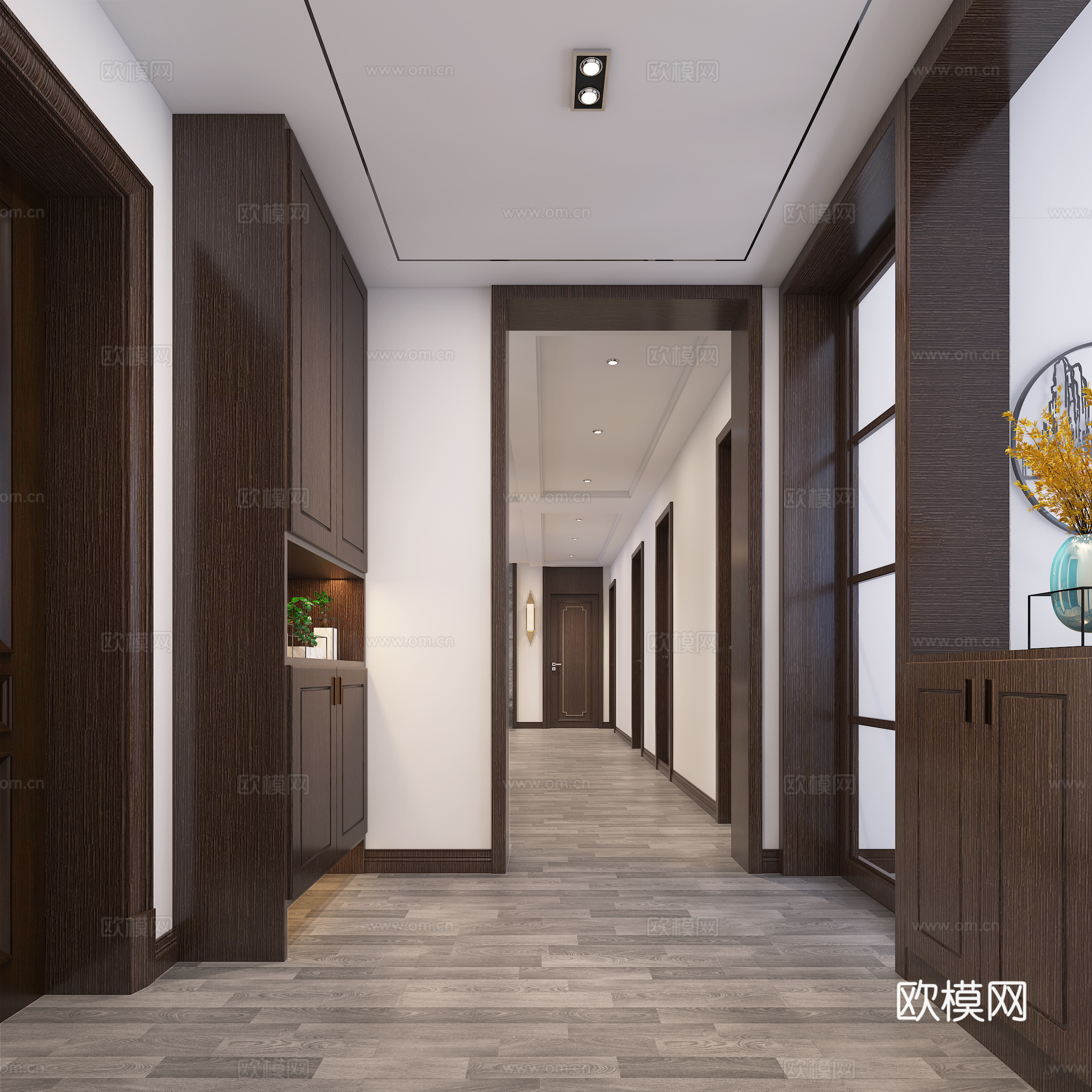 新中式客餐厅效果图新中式沙发茶几组合新中式客厅3d模型
