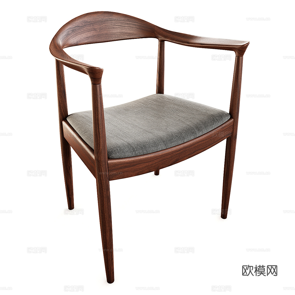 新中式实木藤编椅子3d模型