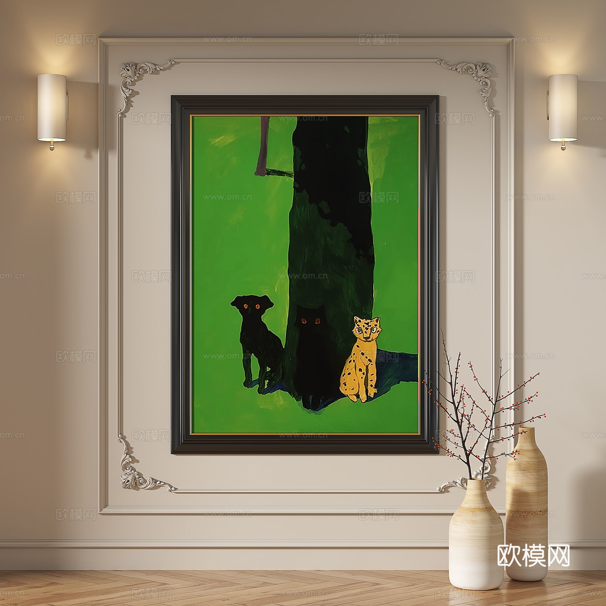 法式，复古，现代，欧式，中古，抽象，简约，轻奢，装饰画3d模型