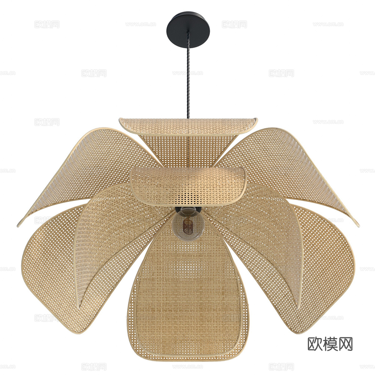 新中式藤编装饰吊灯3d模型