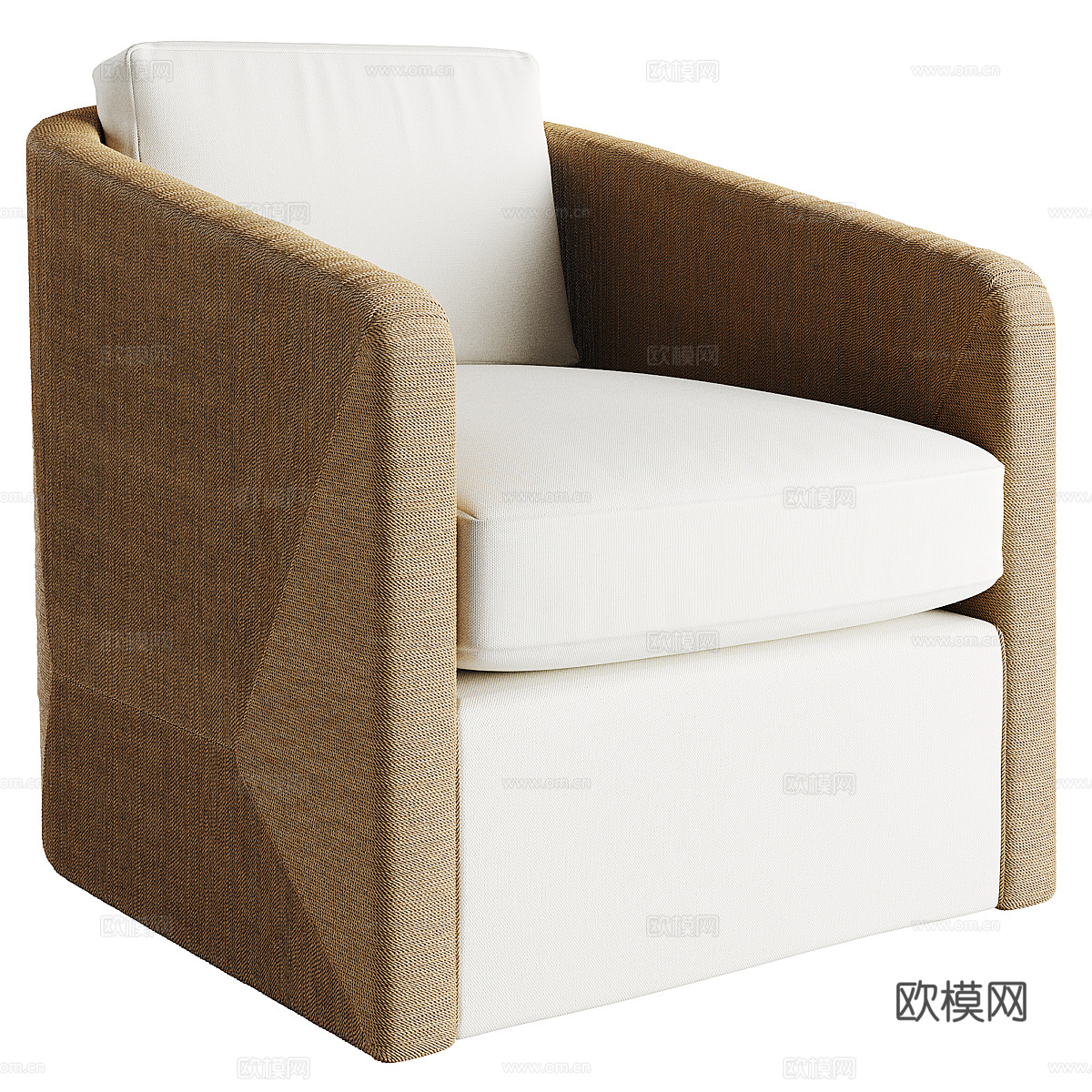 新中式藤编布艺扶手椅3d模型