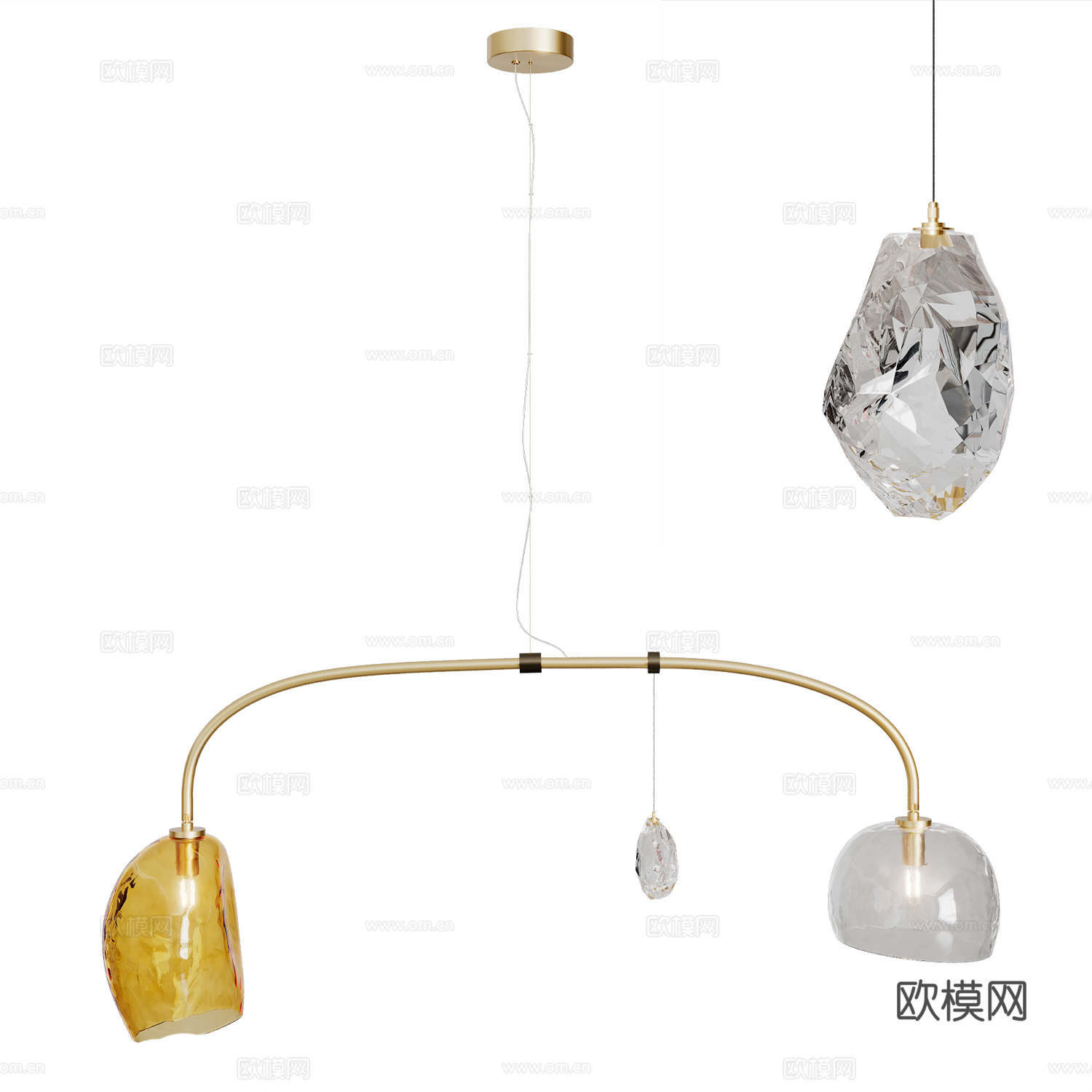 现代轻奢极简装饰吊灯3d模型