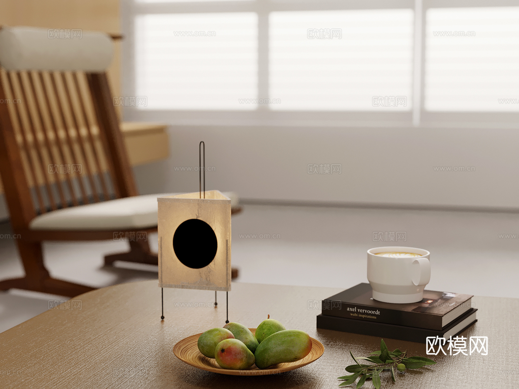 台灯 现代书籍 咖啡杯 水果3d模型