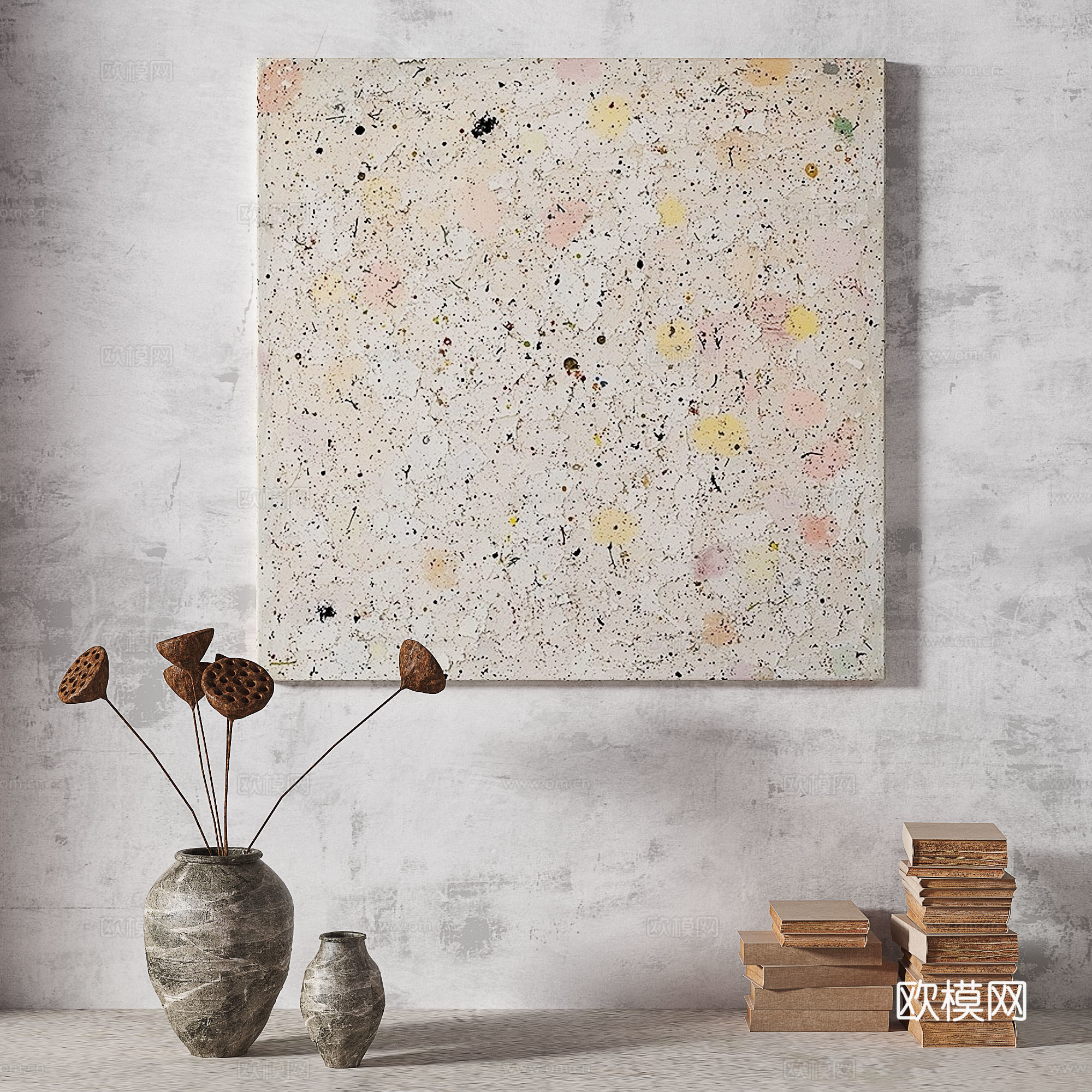 现代，侘寂，轻奢，复古，中古，简约，抽象，装饰画3d模型