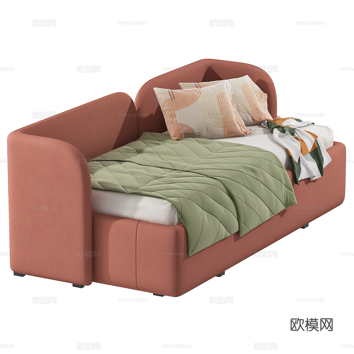 现代奶油风儿童布艺沙发床3d模型