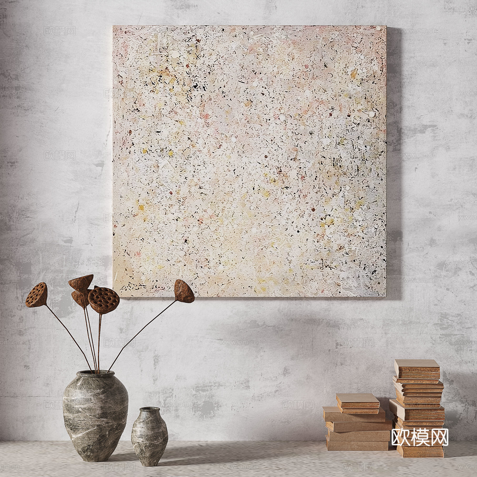 现代，侘寂，轻奢，复古，中古，简约，抽象，装饰画3d模型