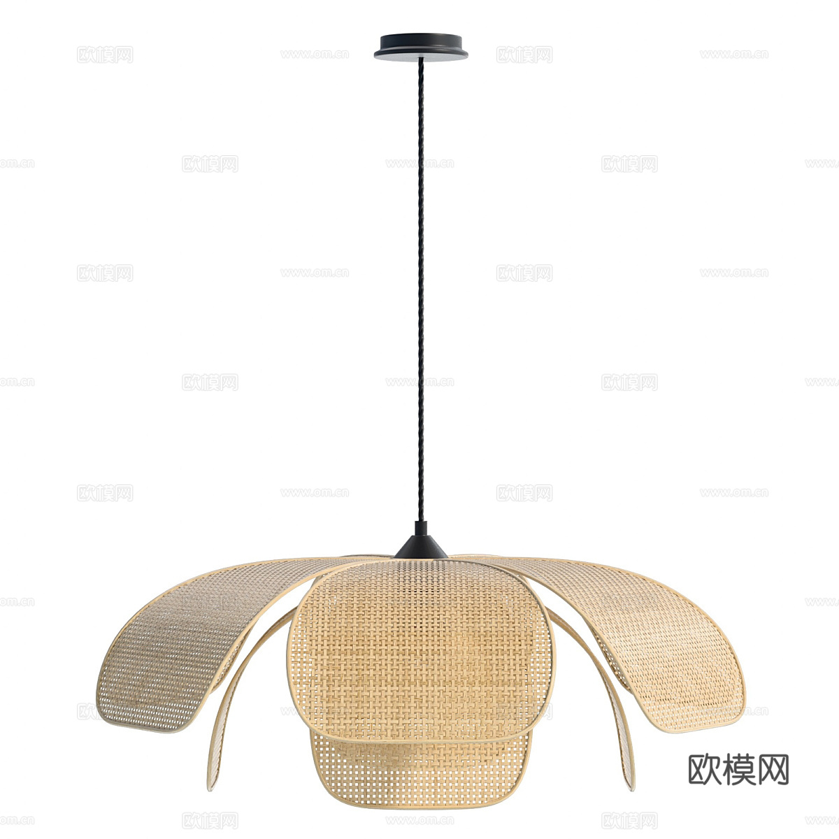 新中式藤编装饰吊灯3d模型