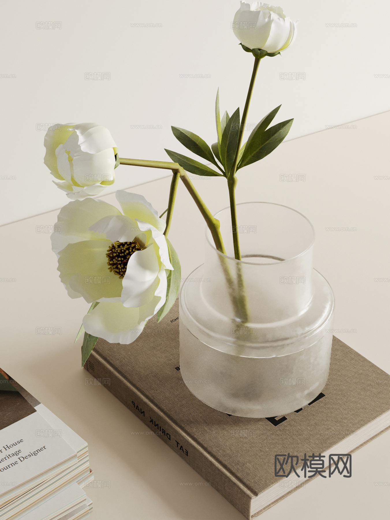 花艺 现代书籍杂志 花卉 花瓶3d模型