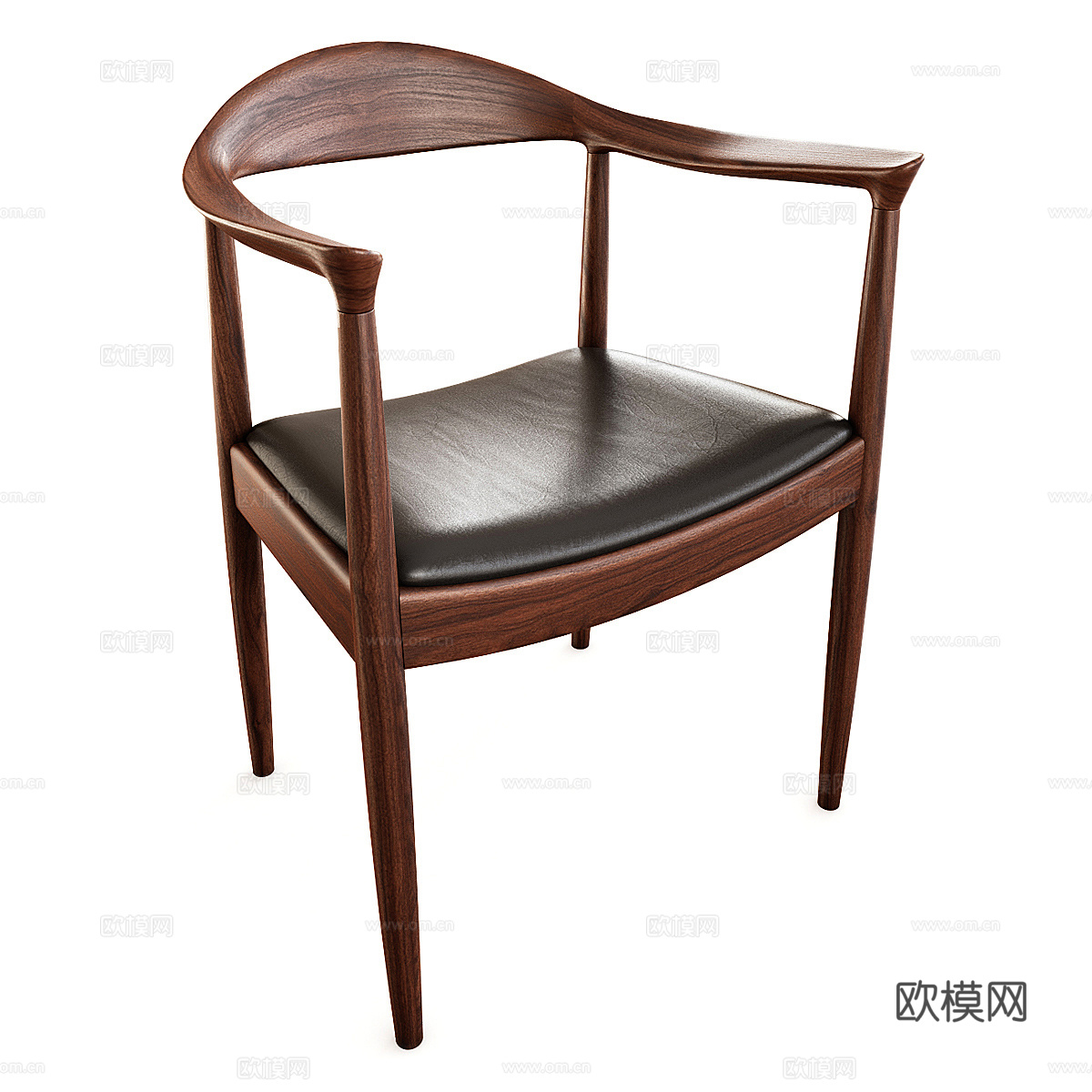 新中式实木藤编椅子3d模型