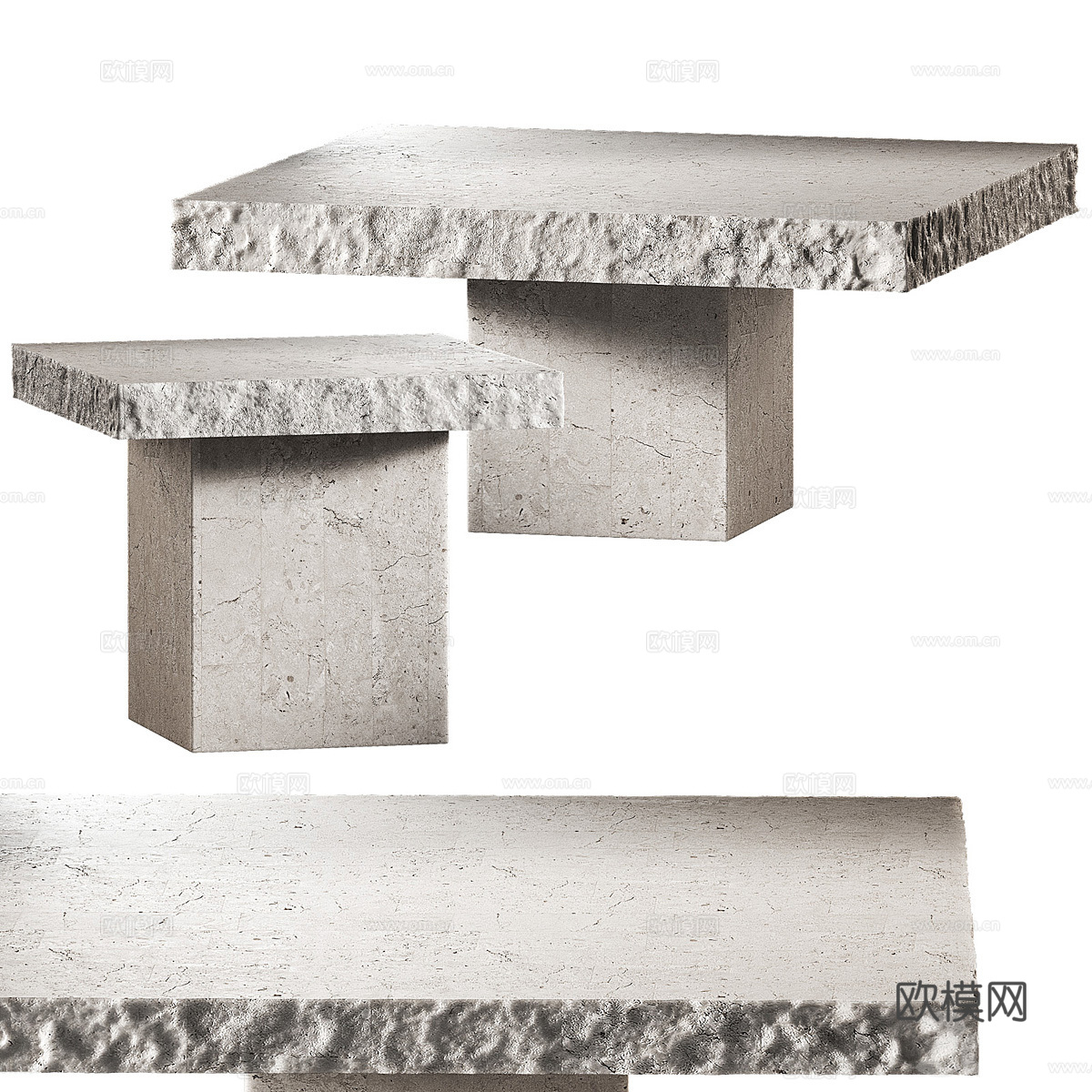 现代侘寂石桌 石茶几3d模型