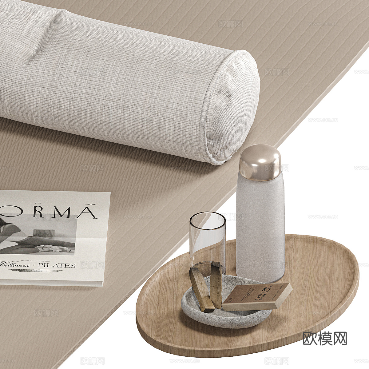 现代奶油风瑜伽运动套装3d模型