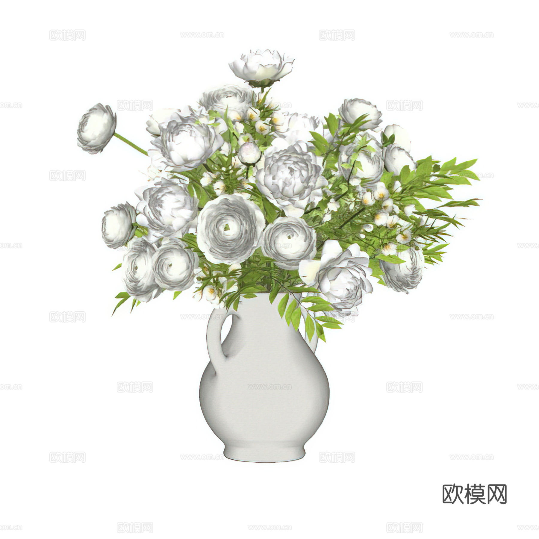现代法式花艺摆件 艺术插花 鲜花花卉 绿植摆件 桌面摆件su模型