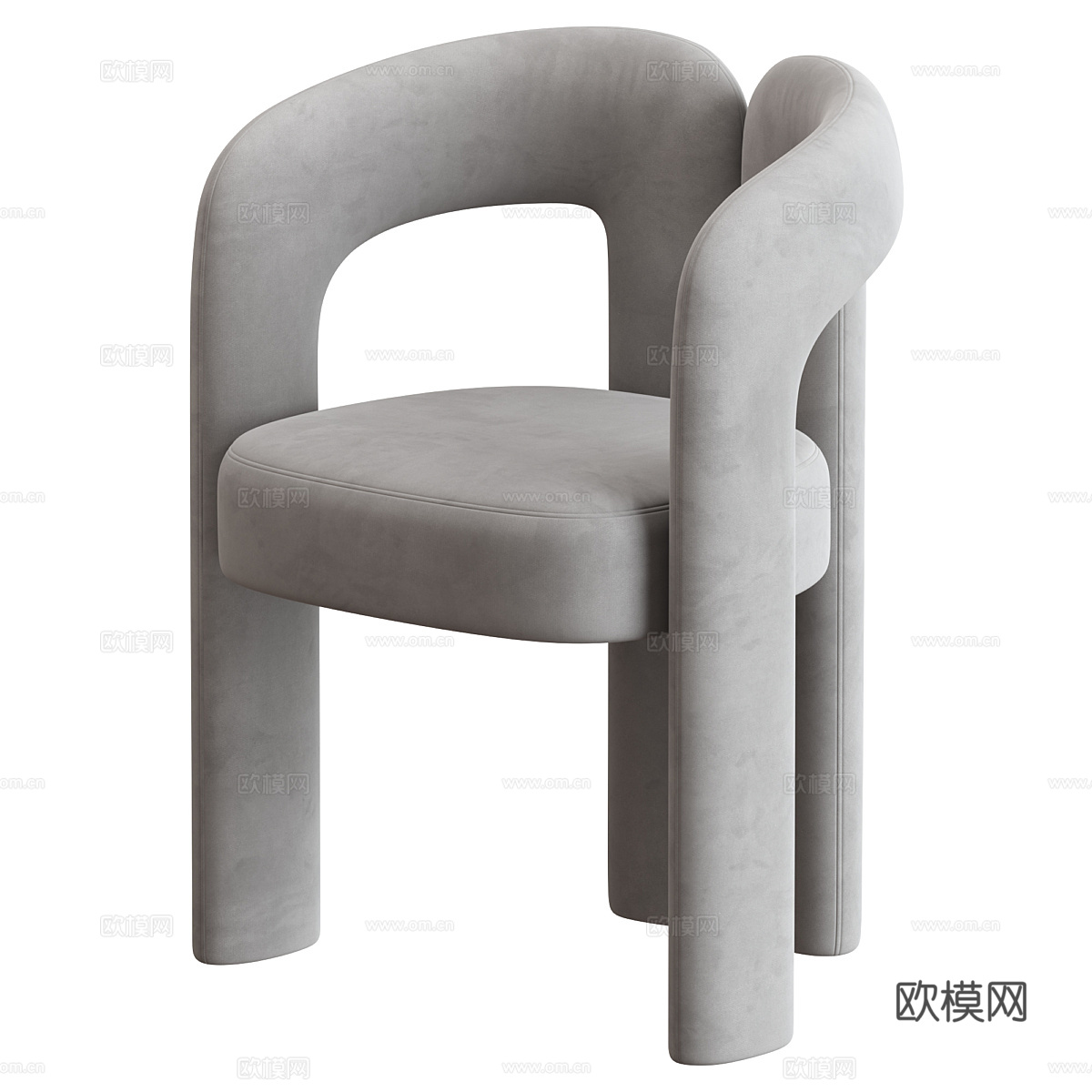 现代奶油风布艺椅子3d模型