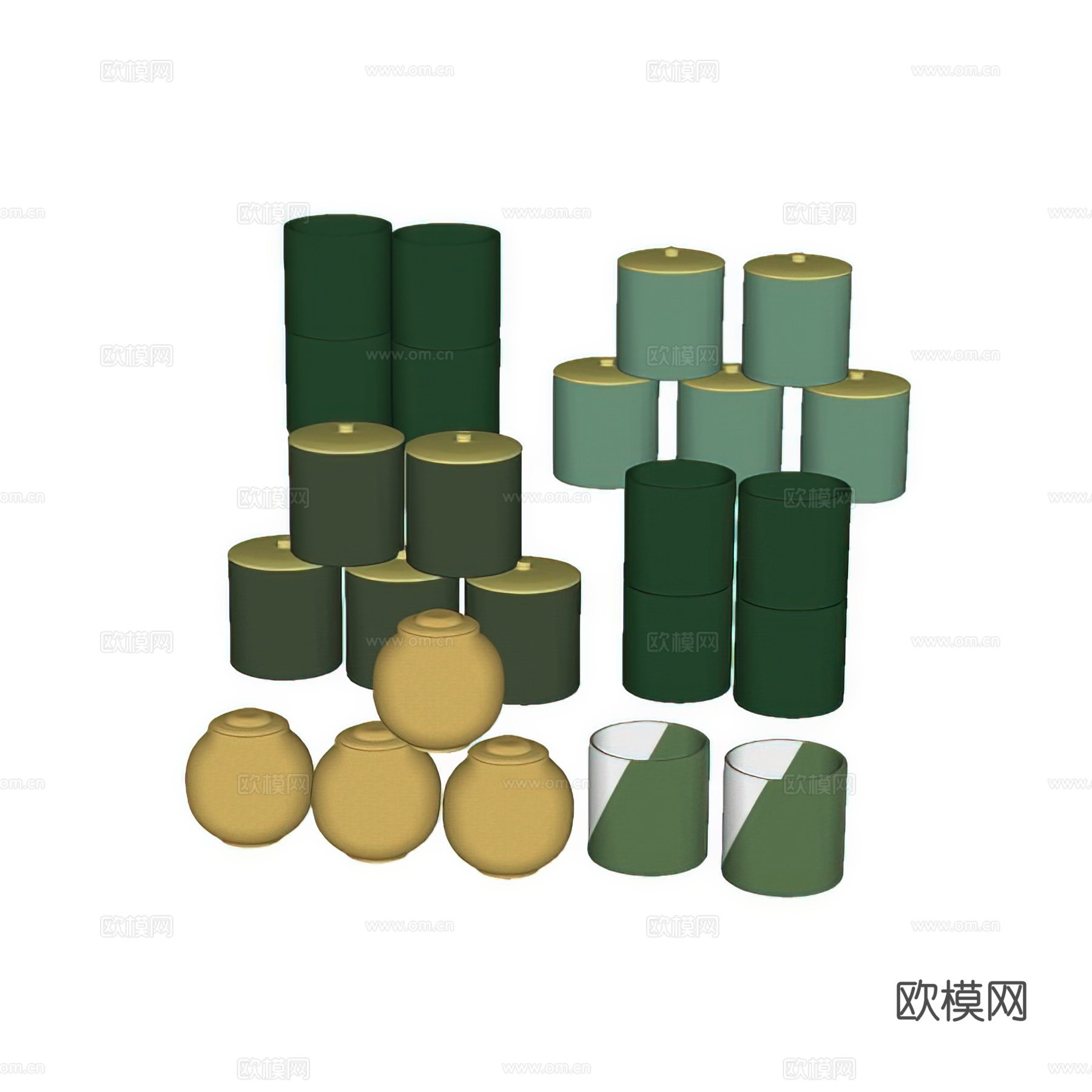 茶具 茶叶 茶叶罐 摆件 文创茶叶罐包装 商品su模型