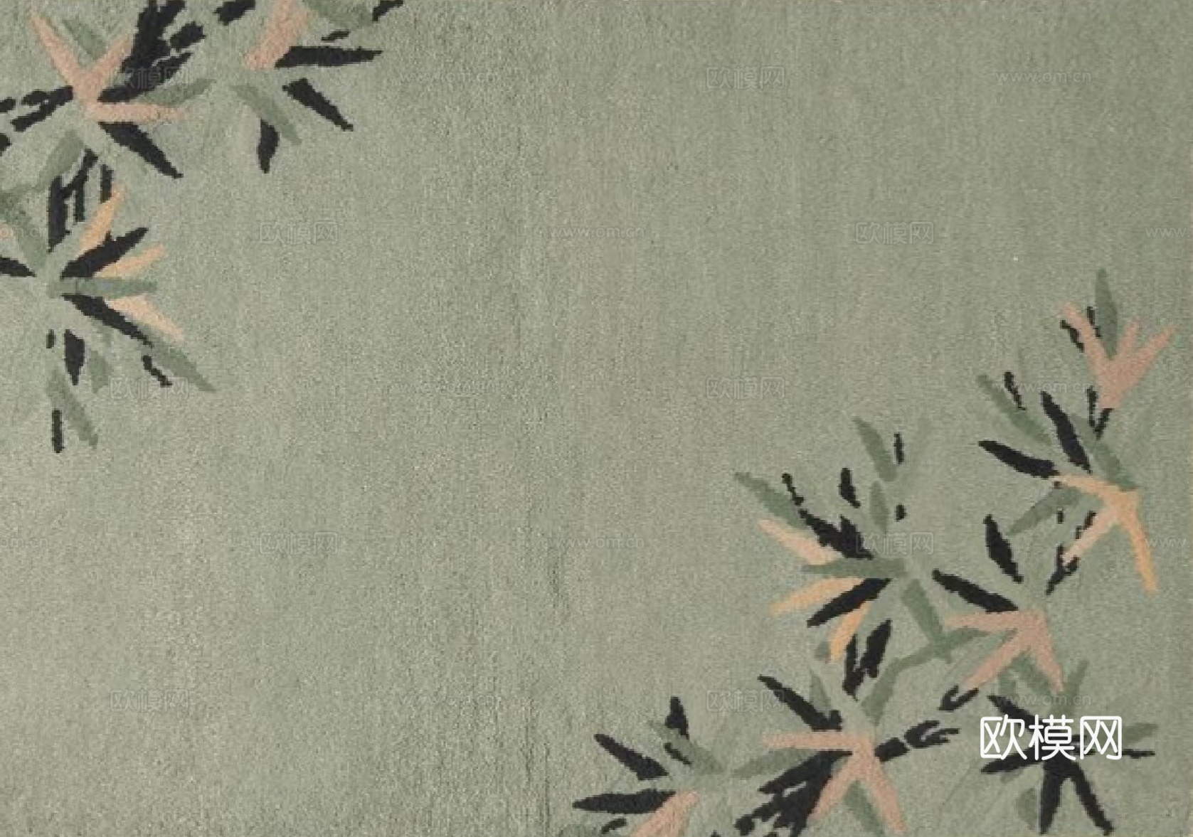 绿色竹叶花纹地毯
