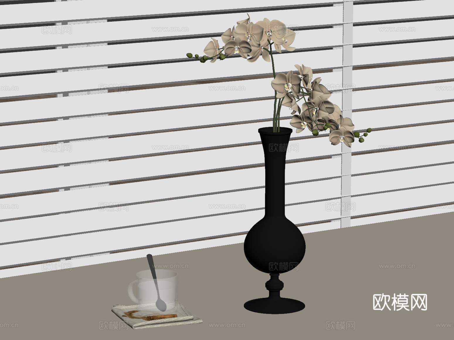 法式复古风花瓶 花艺摆件su模型