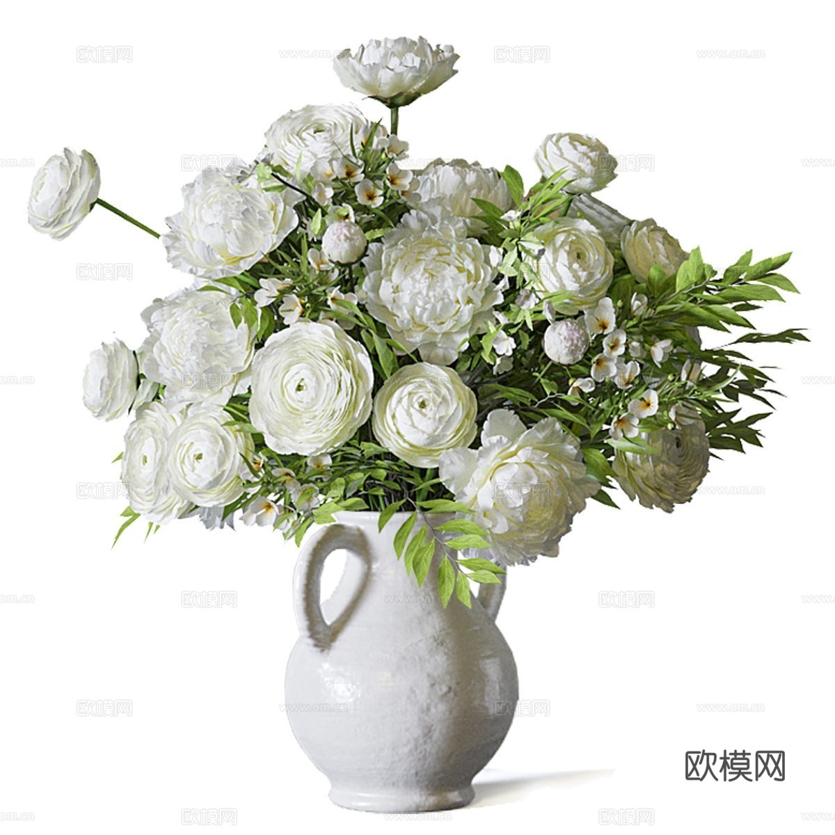 现代法式花艺摆件 艺术插花 鲜花花卉 绿植摆件 桌面摆件3d模型