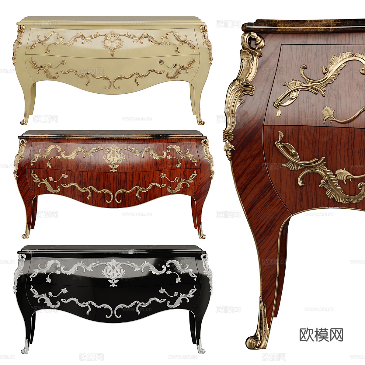 法式复古边柜 玄关柜 端景柜3d模型