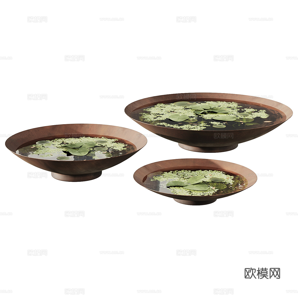 新中式花园池塘 花池 睡莲 浮萍3d模型