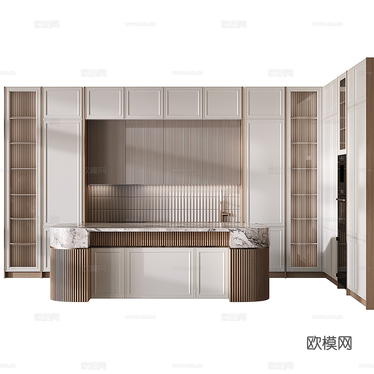 现代轻奢奶油风橱柜3d模型