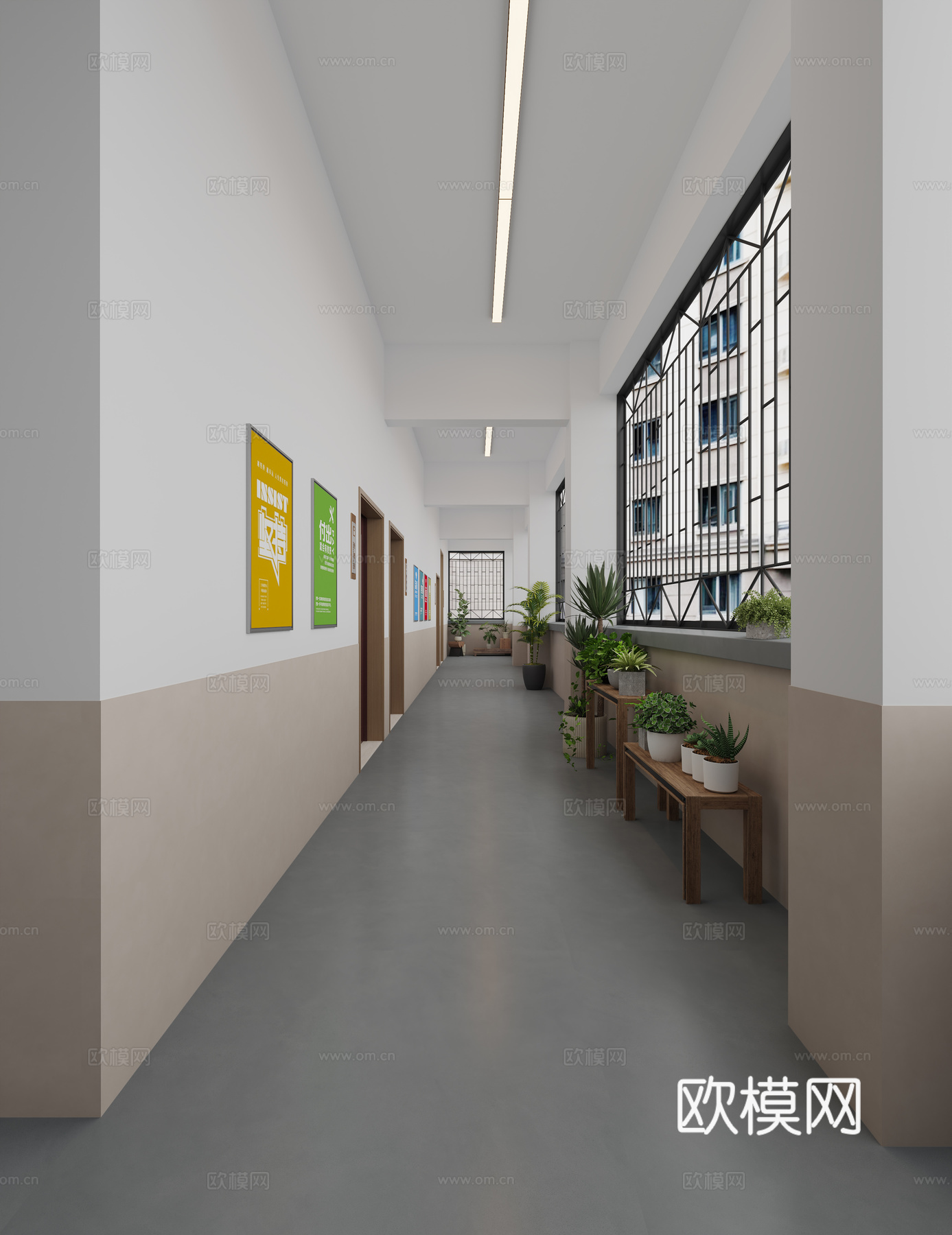 办公室过道，宿舍过道免费3d模型