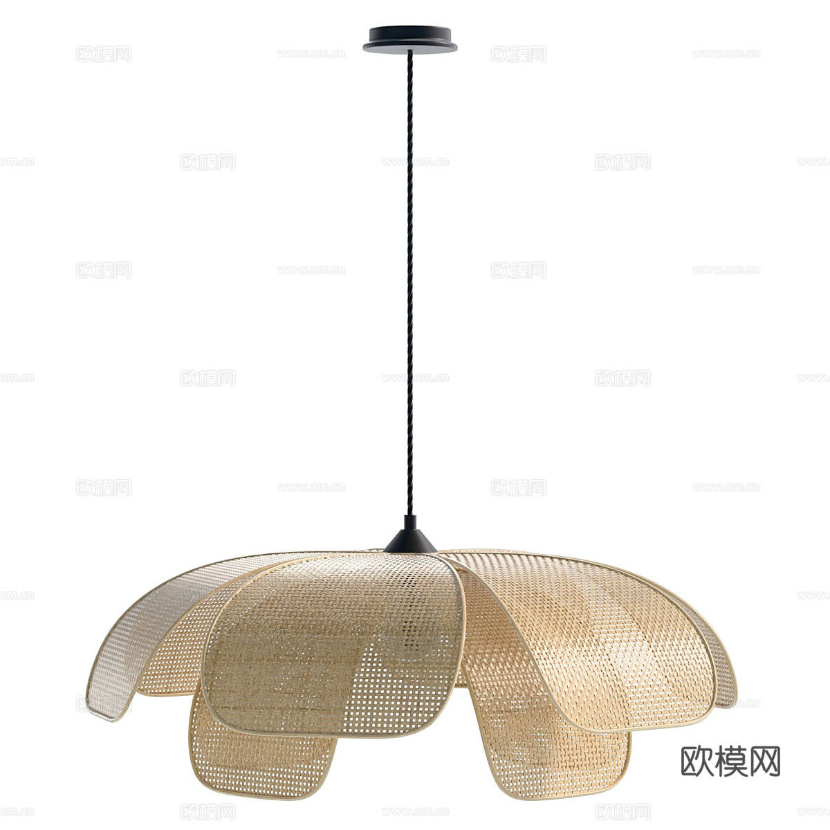 新中式藤编装饰吊灯3d模型