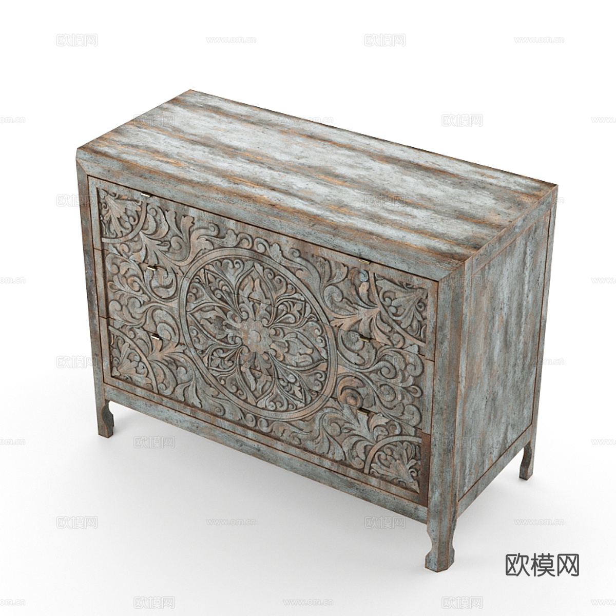 新中式复古玄关柜3d模型