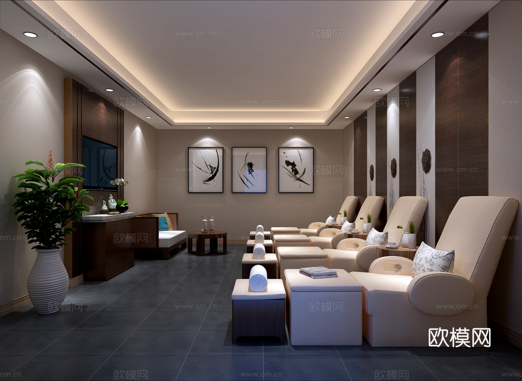 新中式办公室 洗浴中心3d模型