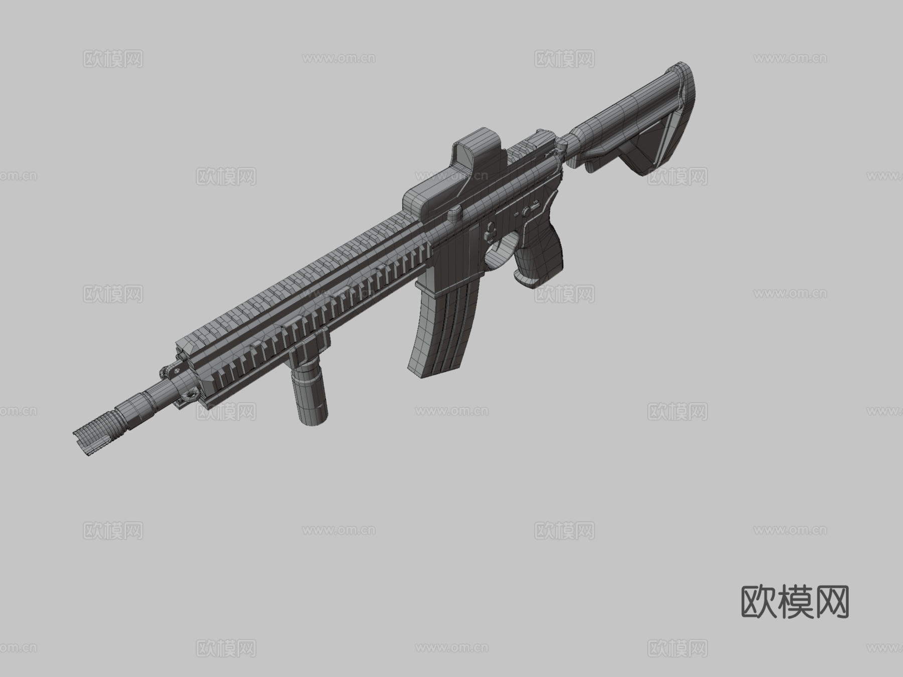 HK416低多边形3d模型