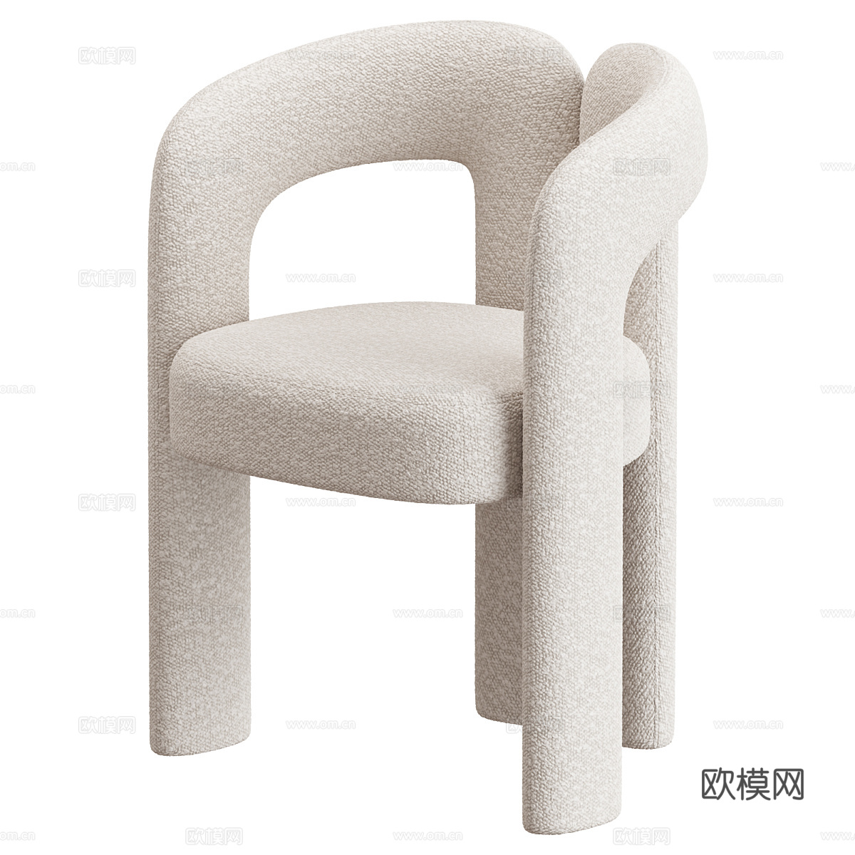 现代奶油风布艺椅子3d模型