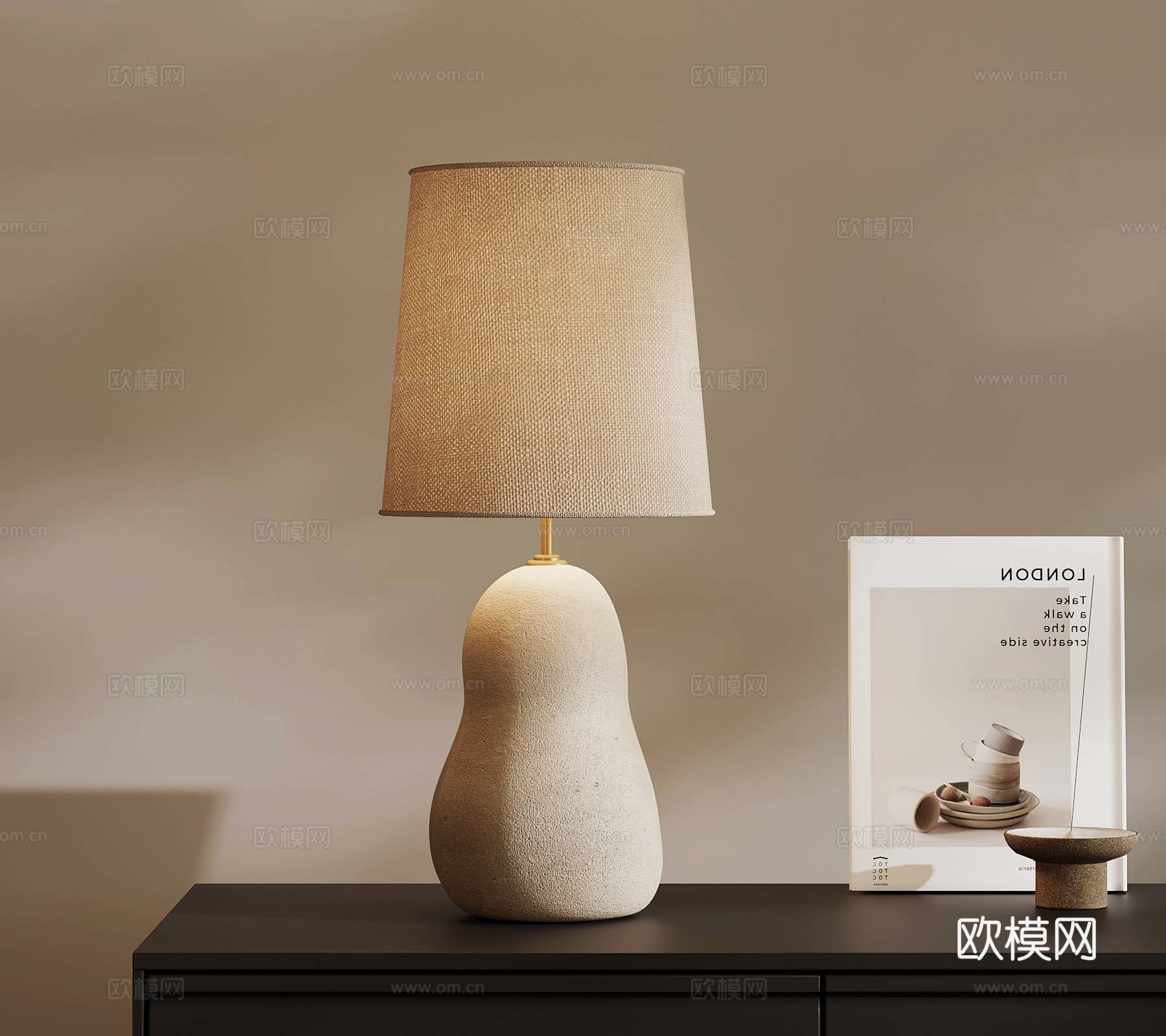 侘寂中古风台灯su模型