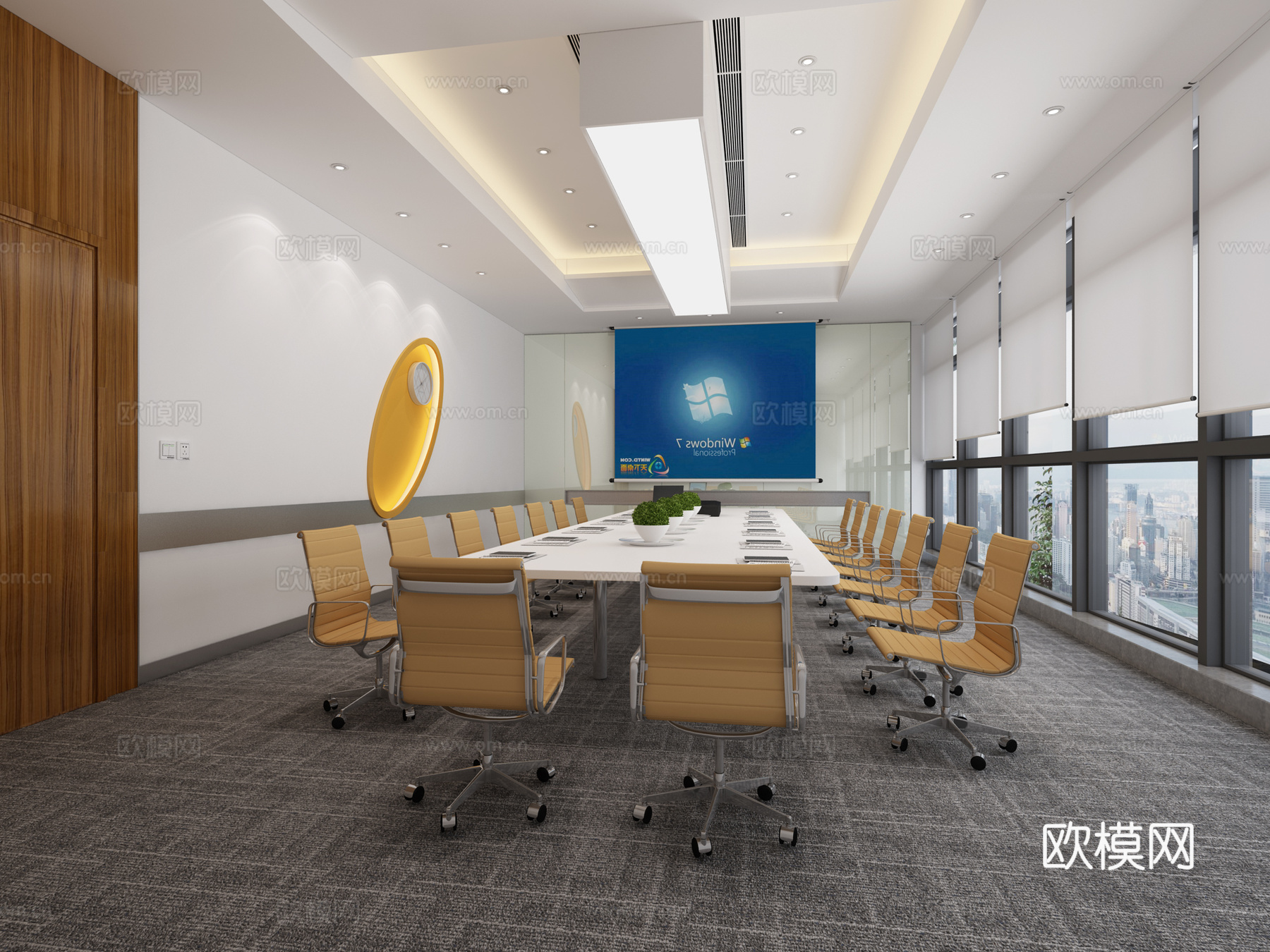 现代会议室会议桌3d模型