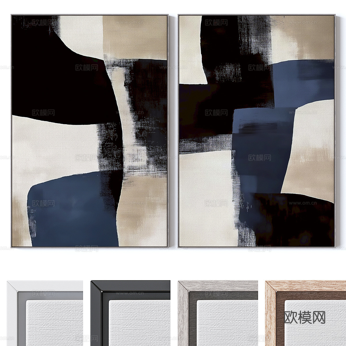 现代意式装饰挂画3d模型