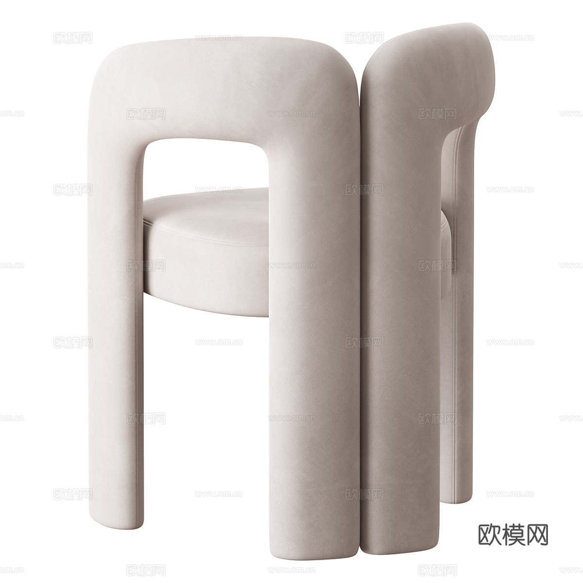 现代奶油风布艺椅子3d模型