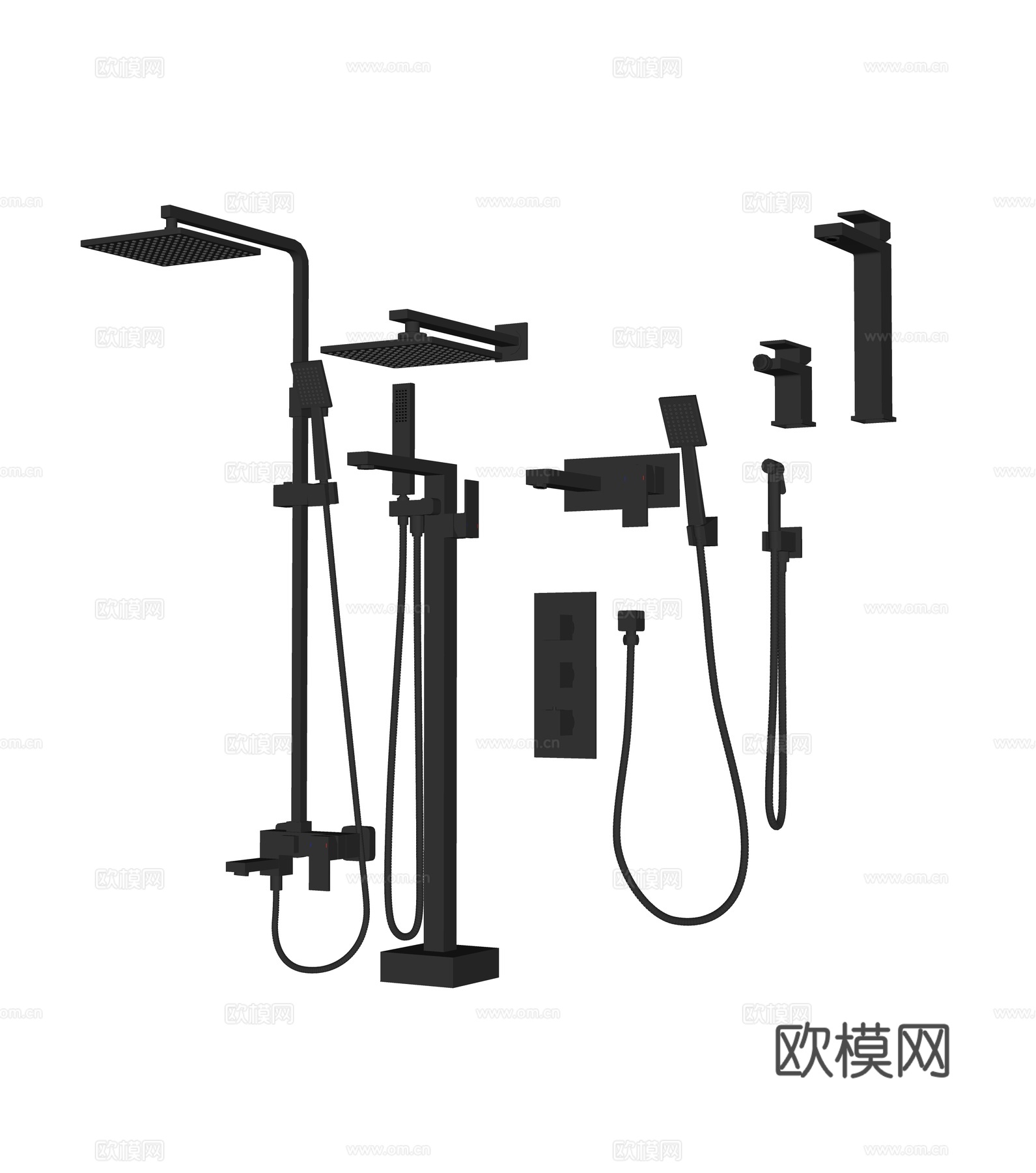 现代卫浴花洒龙头su模型