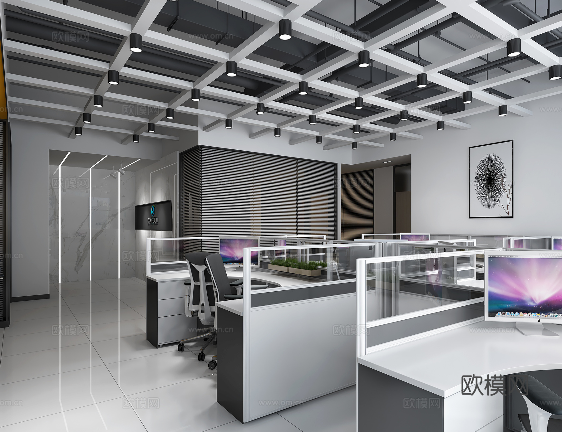 现代办公区3d模型