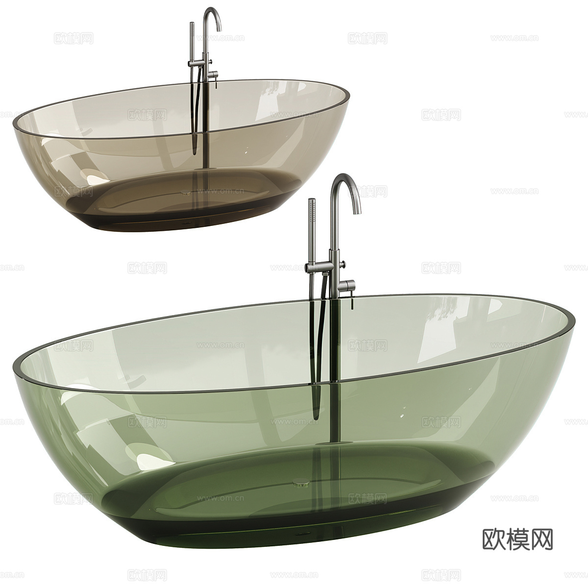 现代极简玻璃浴缸 亚克力浴缸3d模型