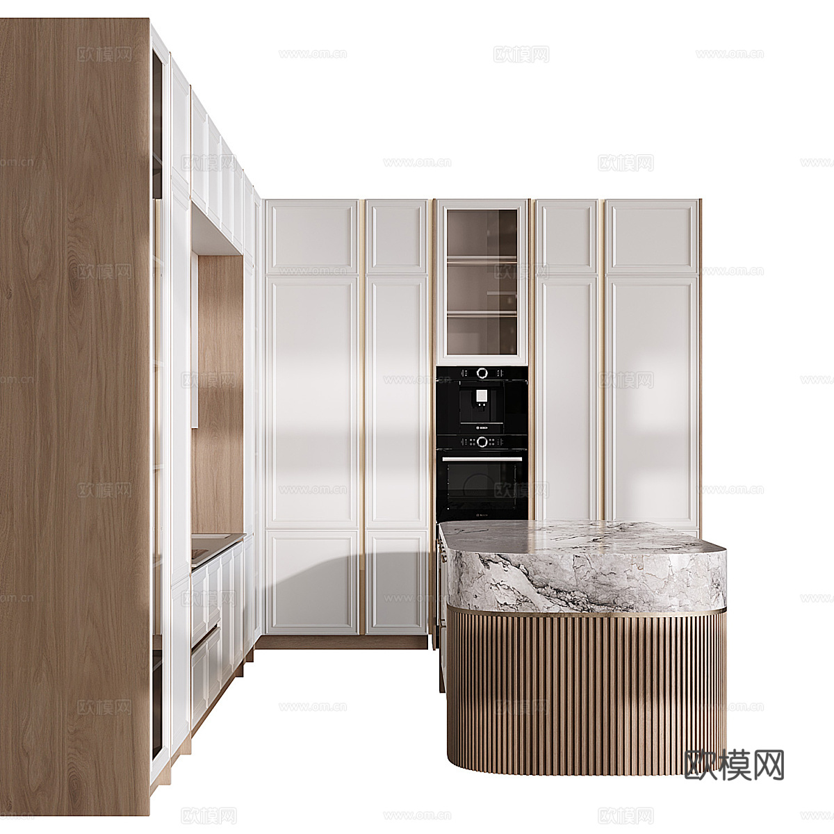 现代轻奢奶油风橱柜3d模型