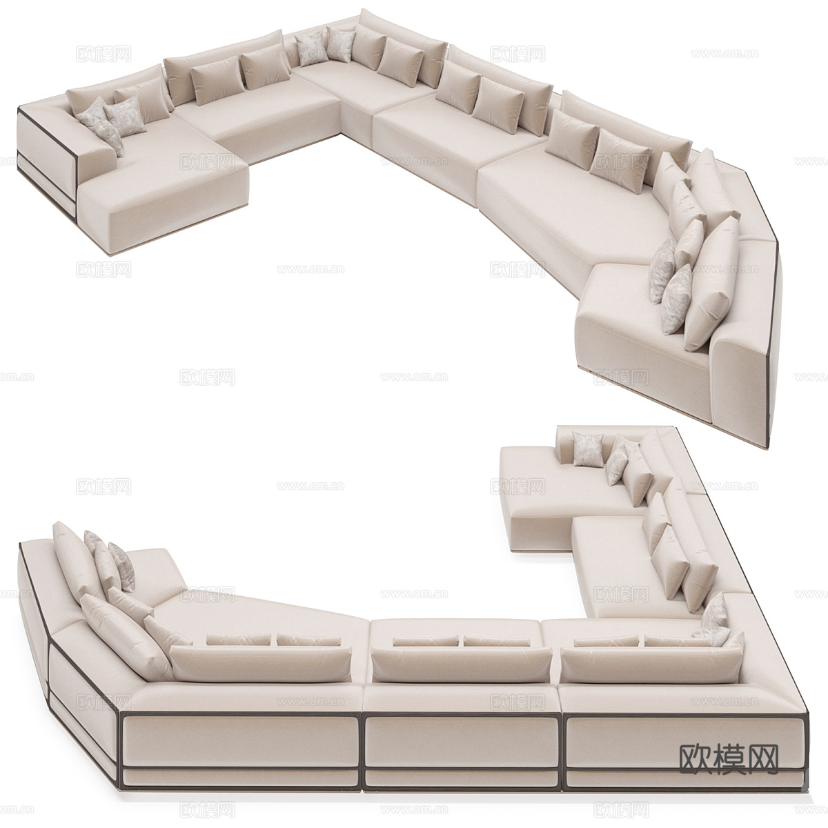 现代意式布艺休闲组合沙发3d模型