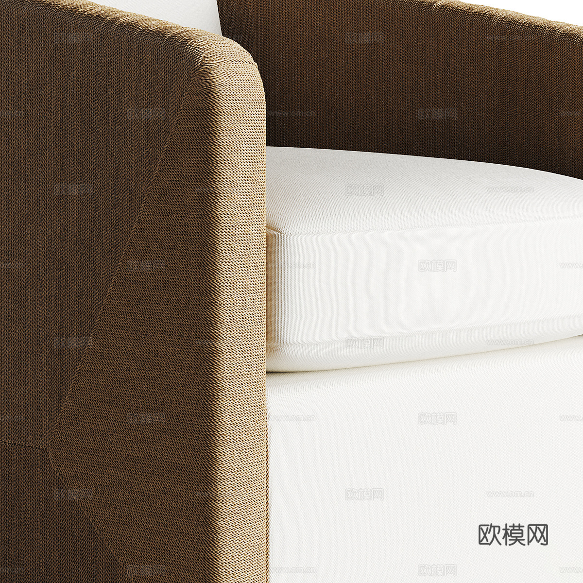 新中式藤编布艺扶手椅3d模型
