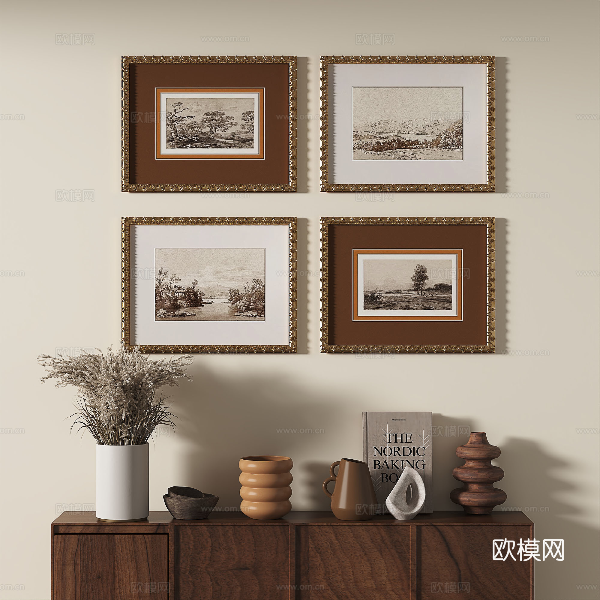 欧式，法式，古典，复古，轻奢，装饰画3d模型