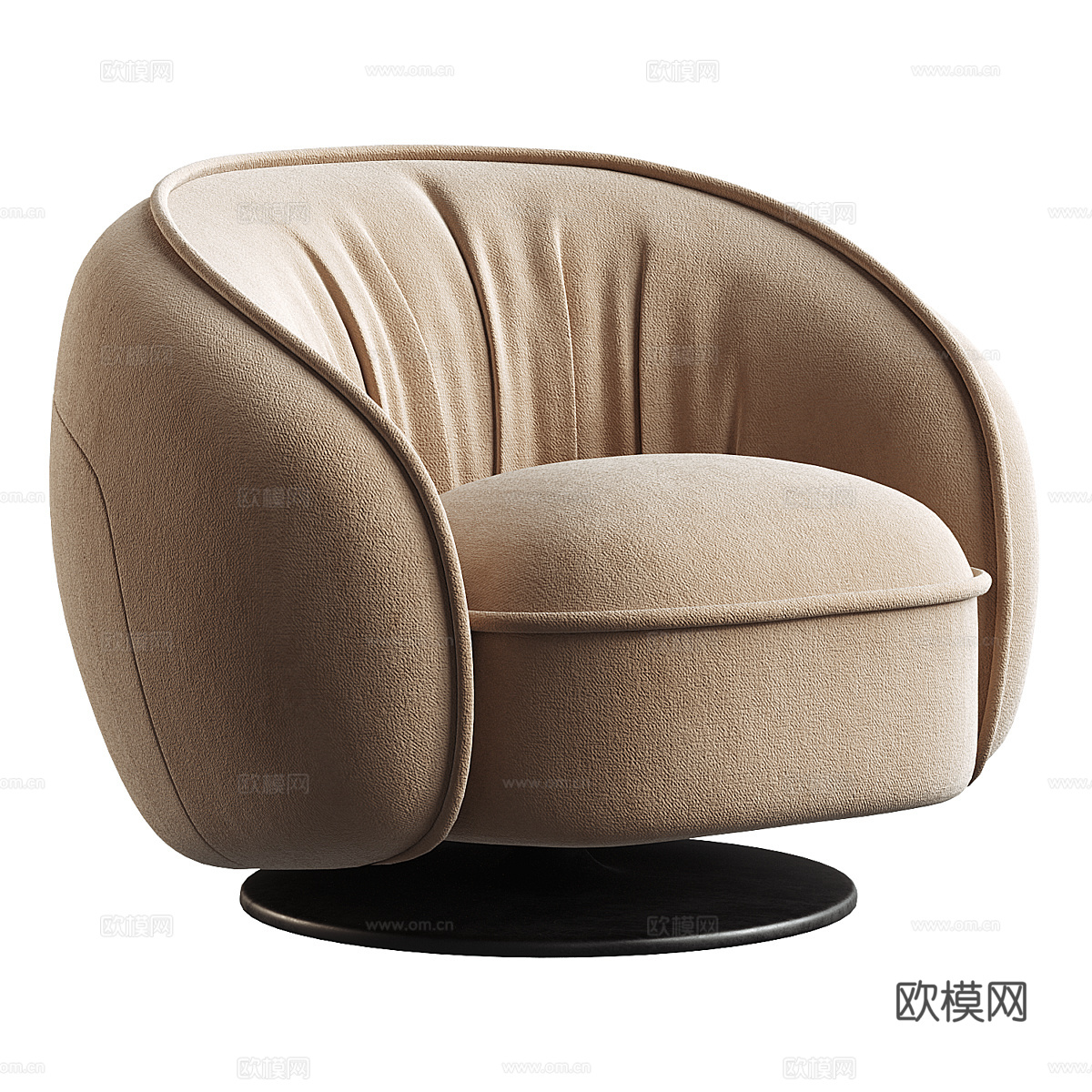 现代意式圆形布艺休闲椅3d模型