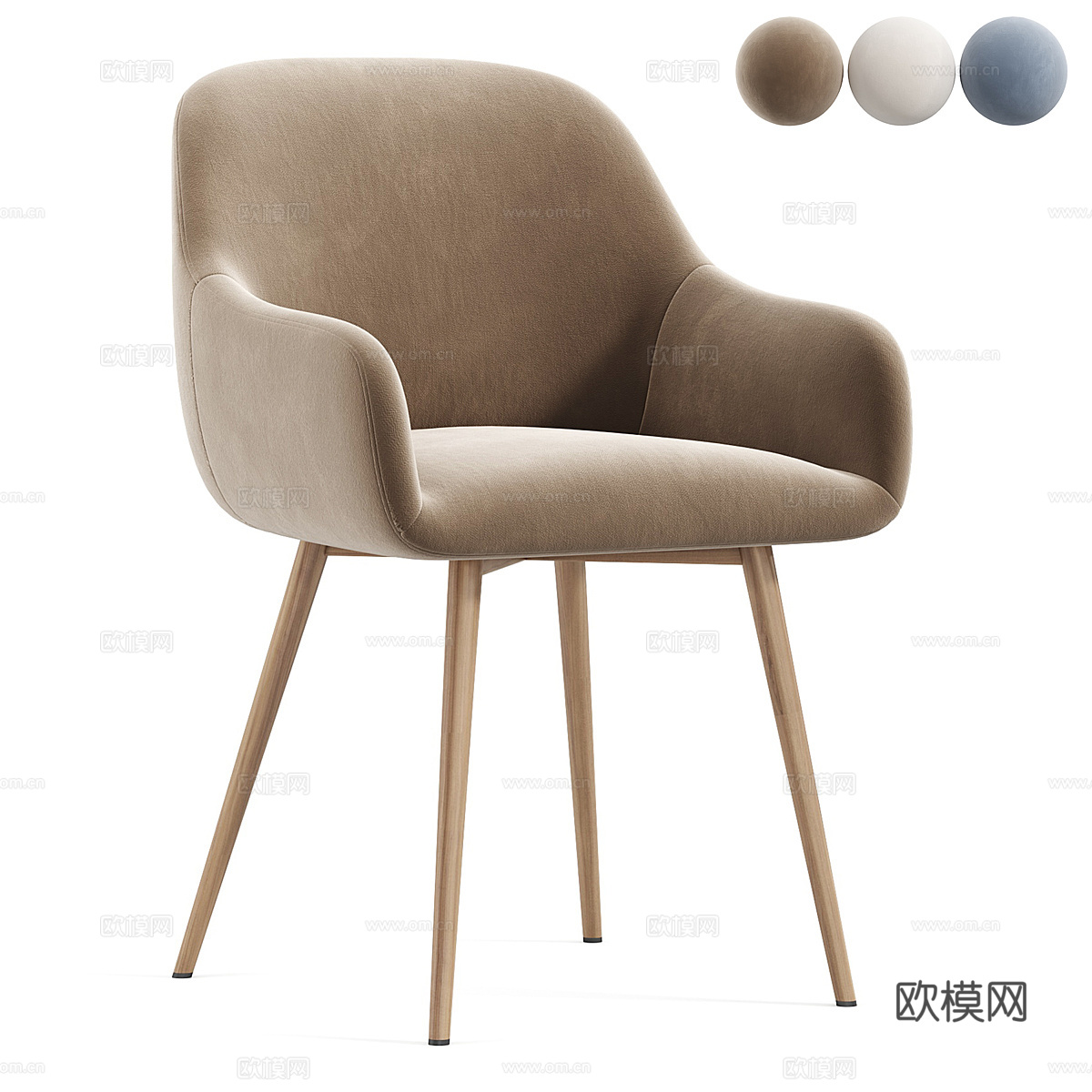 现代北欧原木椅子3d模型