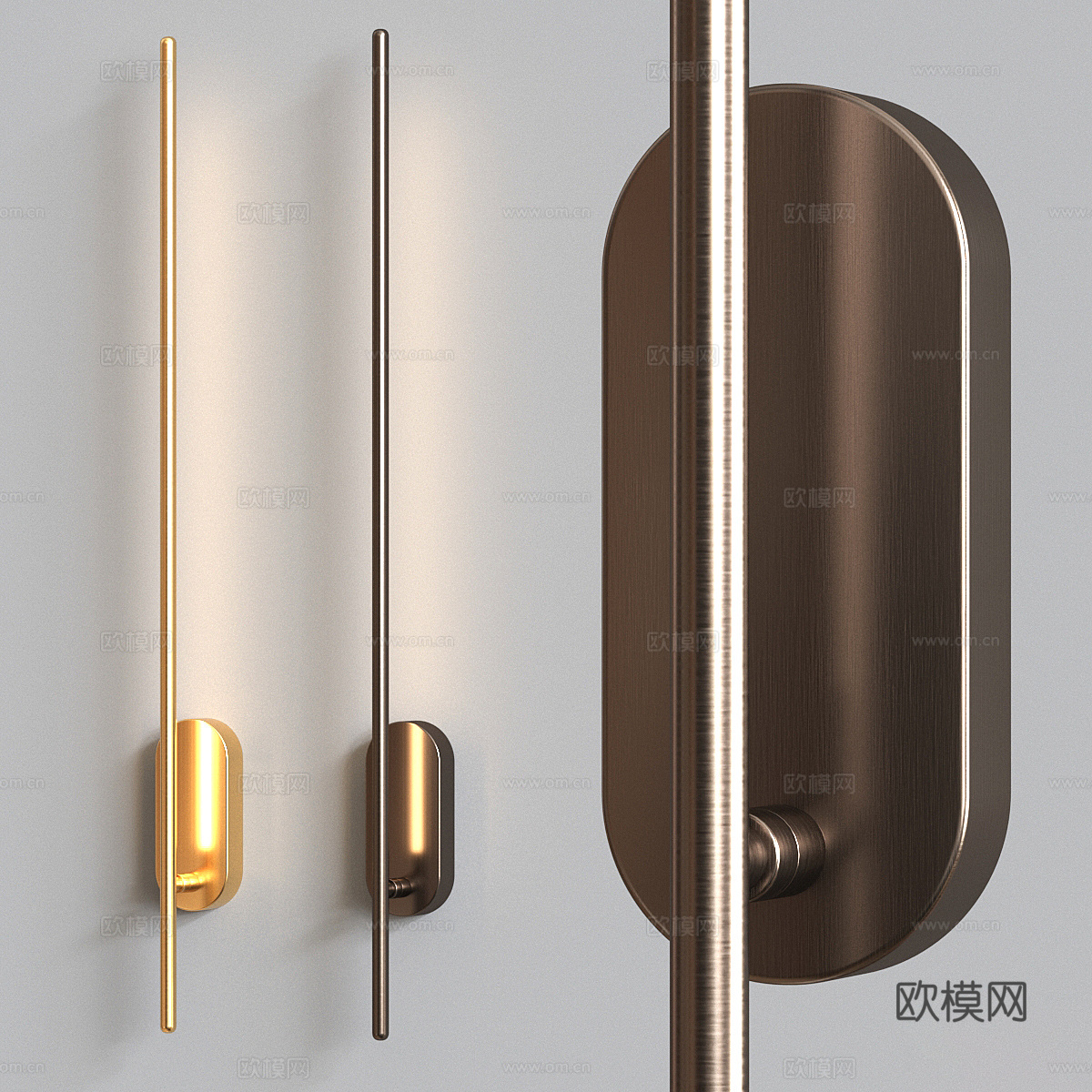 现代轻奢极简金属线条壁灯3d模型