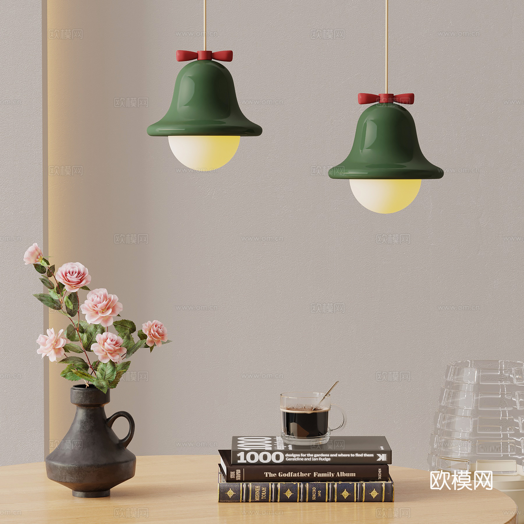 摆件组合 法式奶油小吊灯 摆件3d模型