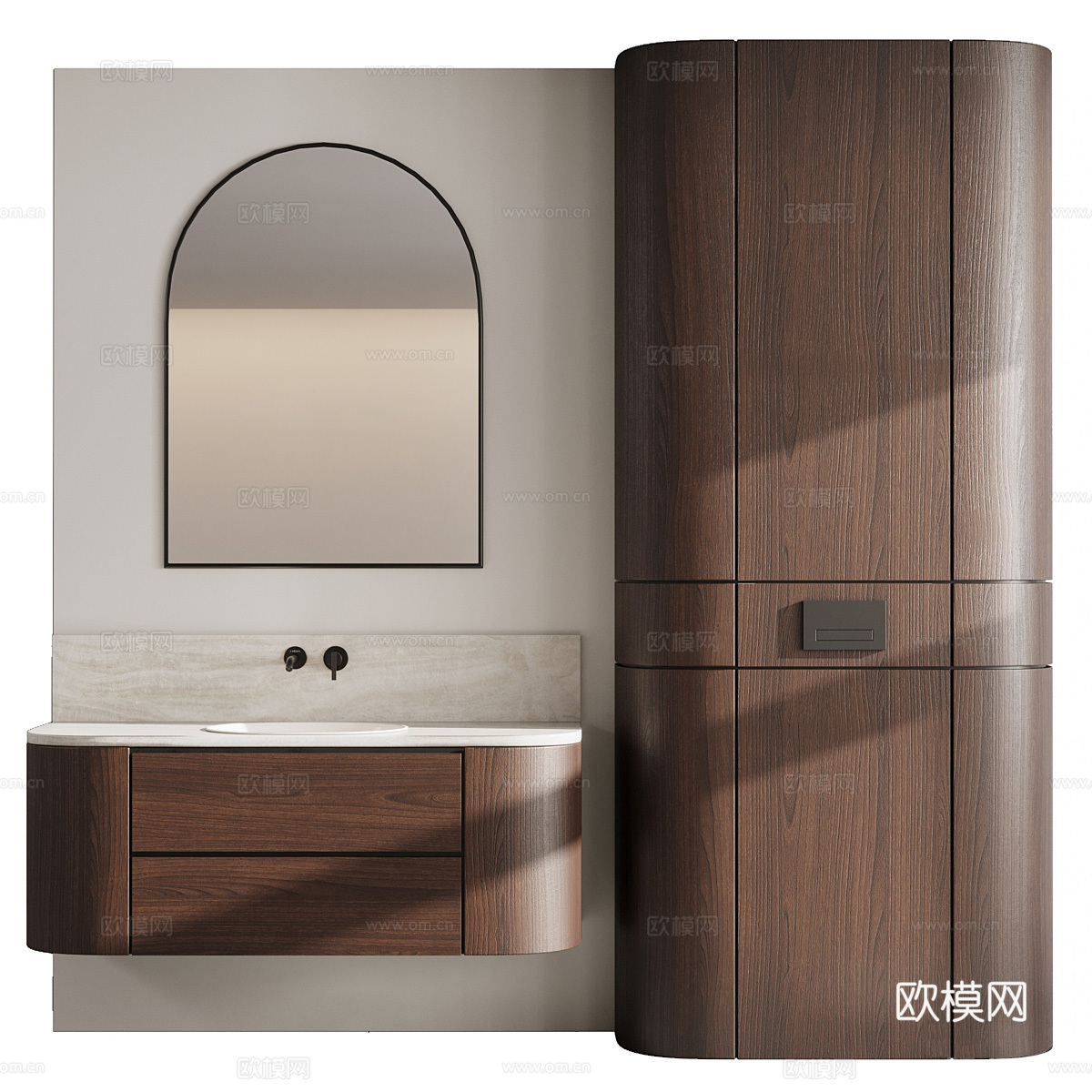 新中式轻奢实木浴室柜 台盆柜3d模型