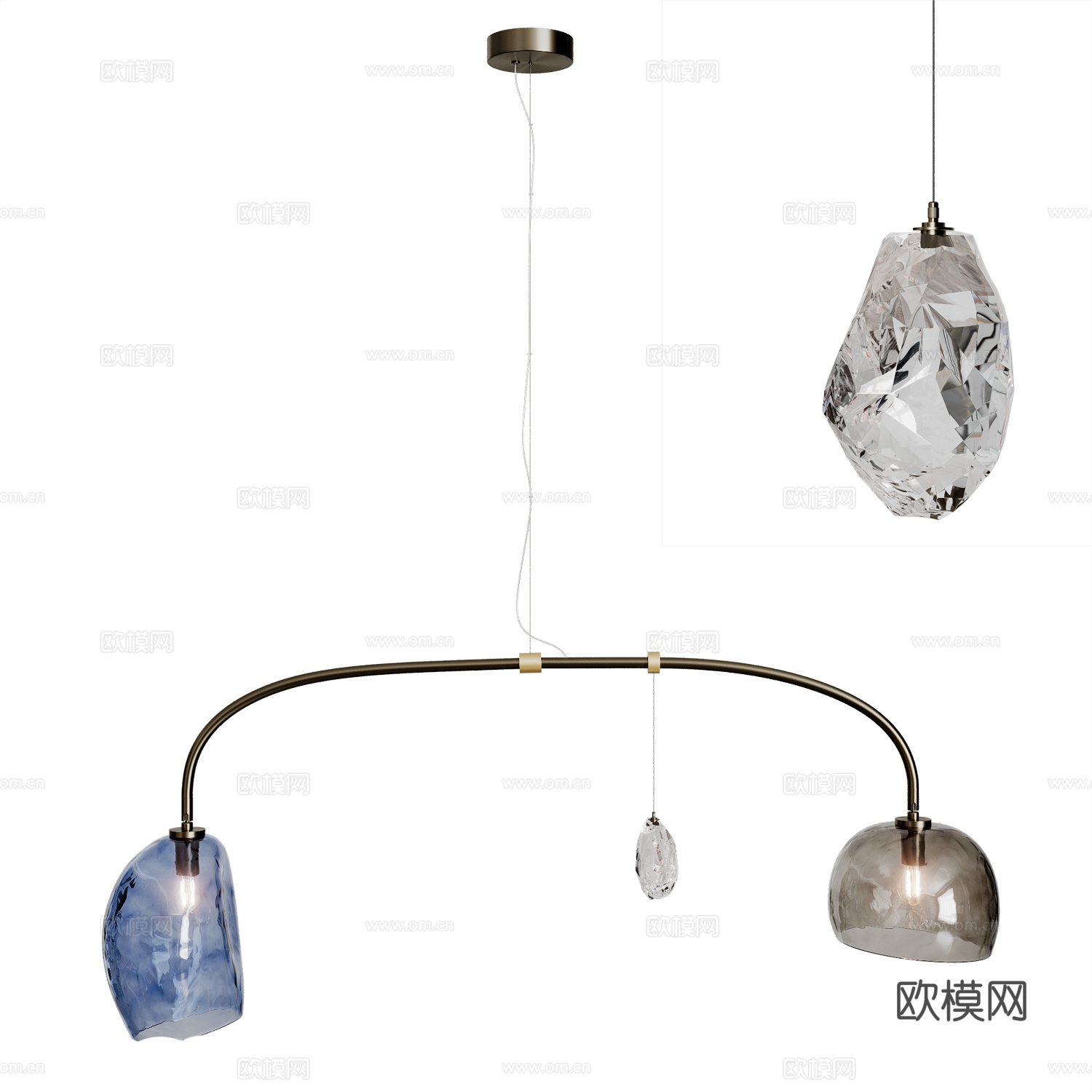 现代轻奢极简装饰吊灯3d模型